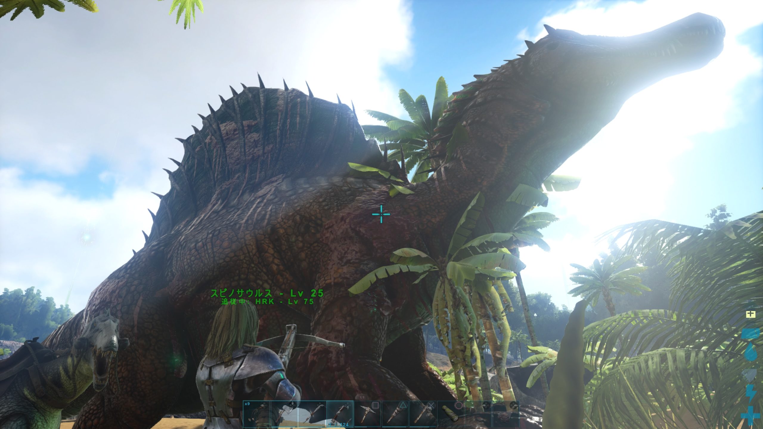 Ark Ps4 水辺で能力アップして最強 スピノサウルスをテイム Hrk無意識ゲーム録